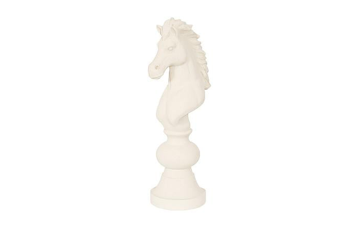 Knight Chess Sculpture, Cast Stone White, Small