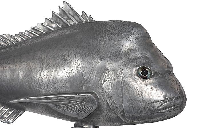 Australian Snapper Fish Wall Sculpture, Resin, Polished Aluminum Finish
