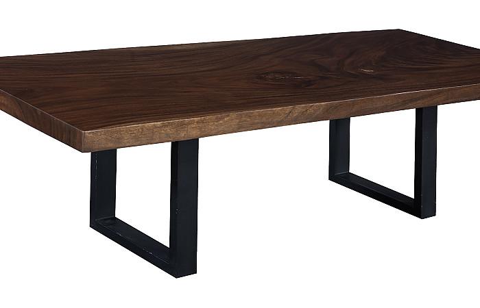 Straight Edge Dining Table, Perfect Brown, Satin Black Legs