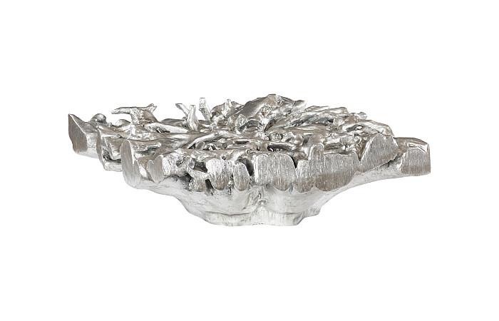 Square Root Cast Coffee Table, With Glass, MD, Silver Leaf