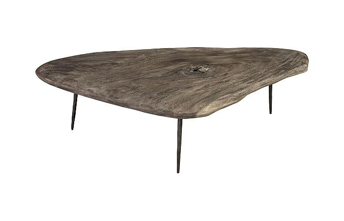 Skipping Stone Coffee Table, Brown Stone, Forged Legs