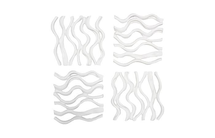 Vine Wall Tile, Matte White, Set of 4
