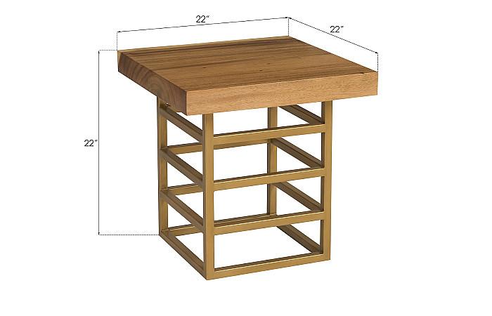 Ladder Side Table, Suar Wood, Natural/Brass Finish
