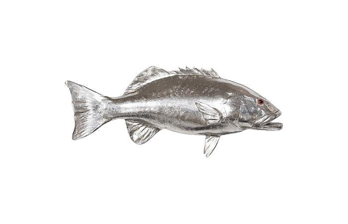 Coral Trout Fish Wall Sculpture, Resin, Silver Leaf
