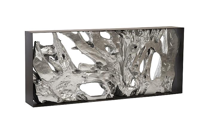 Cast Root Metal Framed Console Table, Resin, Silver Leaf, LG