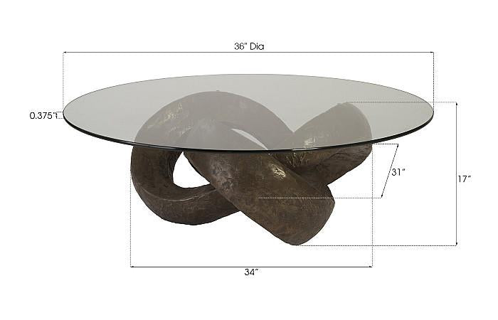 Trifoil Coffee Table, Bronze w/ Glass