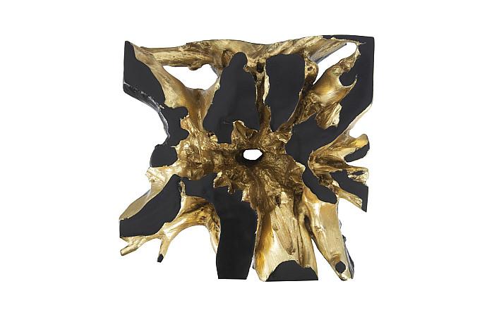 Noir Cast Root Coffee Table, Black, Gold Leaf
