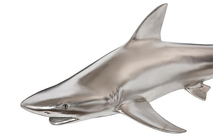 Black Tip Reef Shark Wall Sculpture, Resin, Silver Leaf