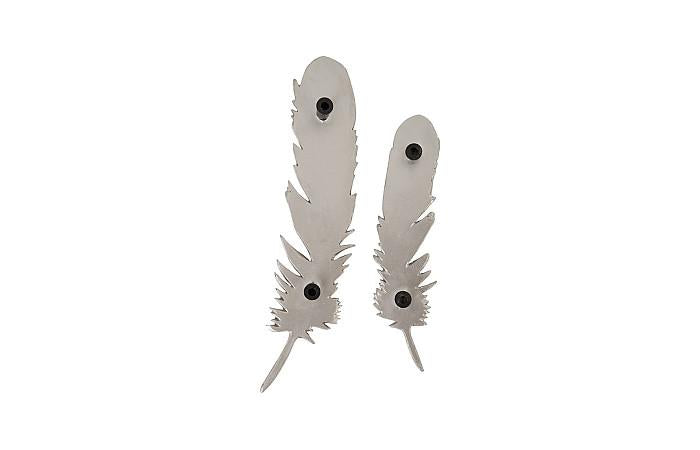 Feathers Wall Art, Small, Silver Leaf, Set of 2