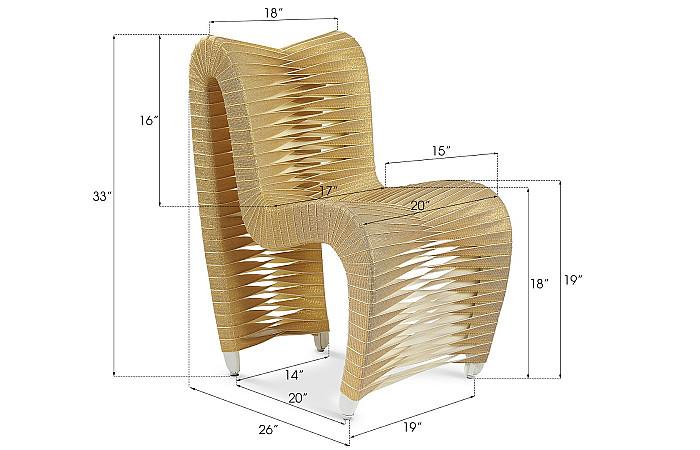 Seat Belt Dining Chair, Gold, Metallic