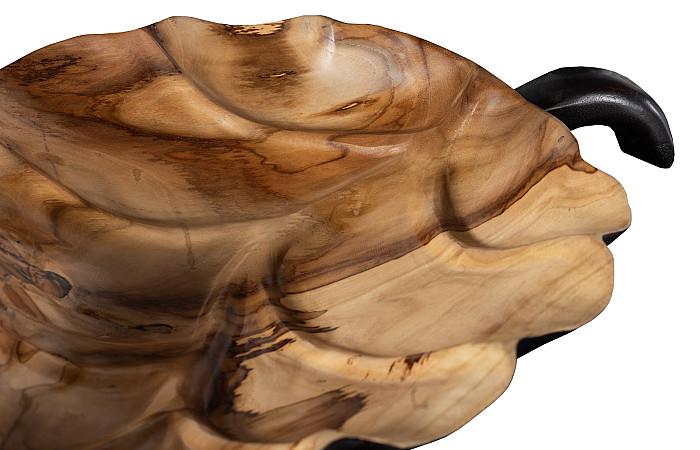 Leaf Bowl, Teak Wood, Black & Natural
