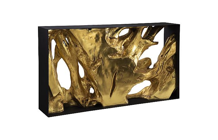 Cast Root Metal Framed Console Table, Resin, Gold Leaf, SM