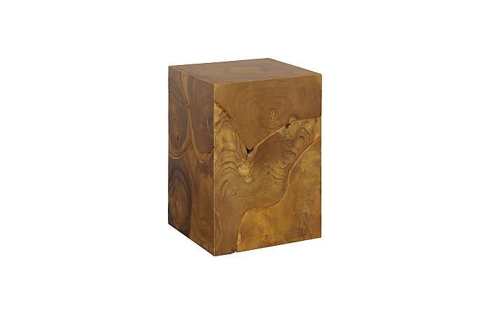 Teak Slice Stool, Square, Warm Teak Red Finish