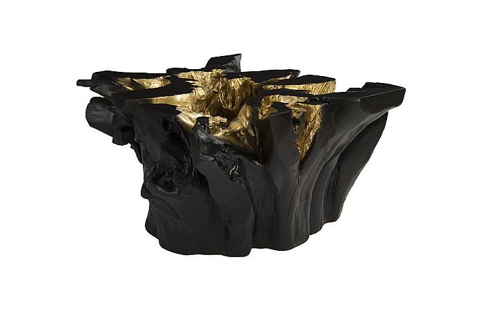 Noir Cast Root Coffee Table, Black, Gold Leaf