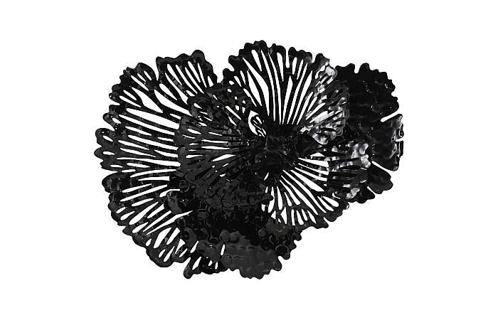 Flower Wall Art, Small, Black, Metal