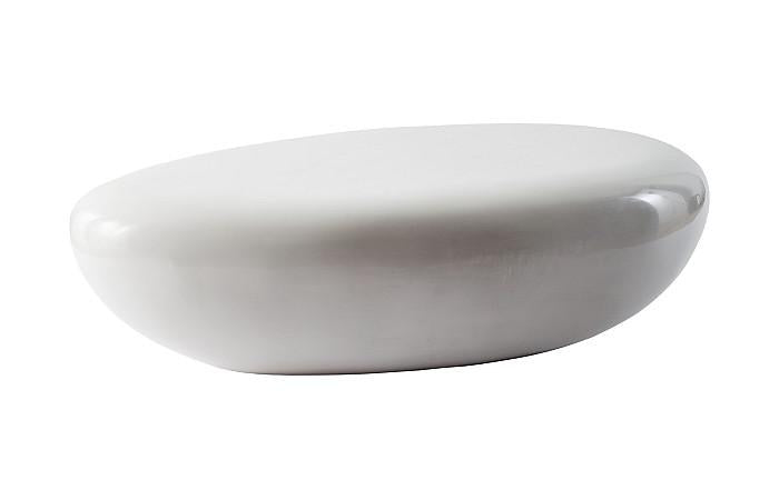 River Stone Coffee Table, Gel Coat White, Large