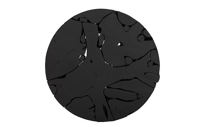 Teak Chunk Round Coffee Table, Black