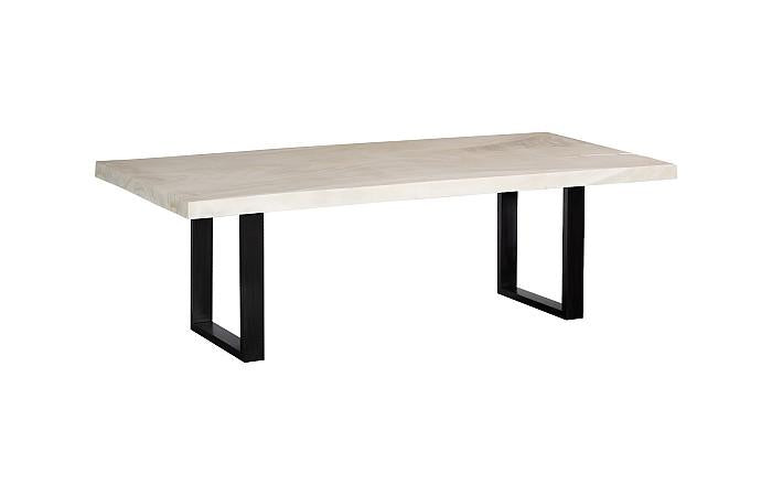 Straight Edge Dining Table, Straight Edge, Bleached , Satin Black Legs