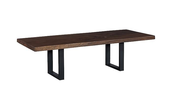 Straight Edge Dining Table, Perfect Brown, Satin Black Legs