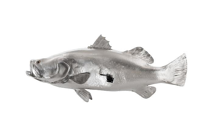 Barramundi Fish Wall Sculpture, Resin, Silver Leaf