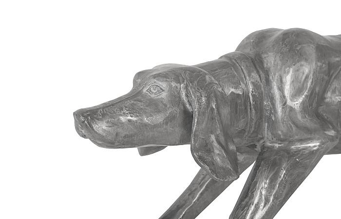 Walking Dog Sculpture, Black/Silver, Aluminum
