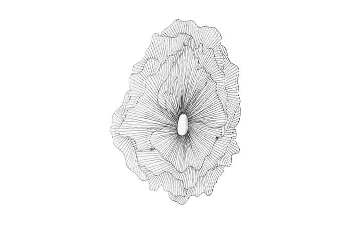 Poppy Flower Wall Art, Silver/Black, LG