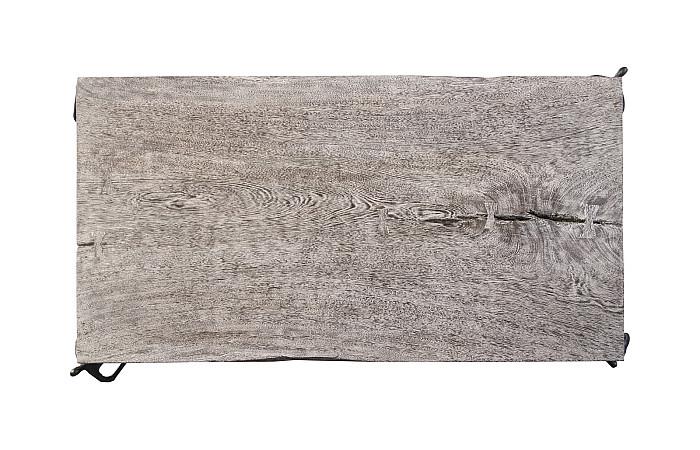 Atlas Coffee Table, Chamcha Wood, Gray Stone Finish, Metal