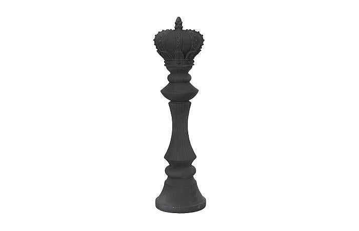 King Chess Sculpture, Cast Stone Black, Small