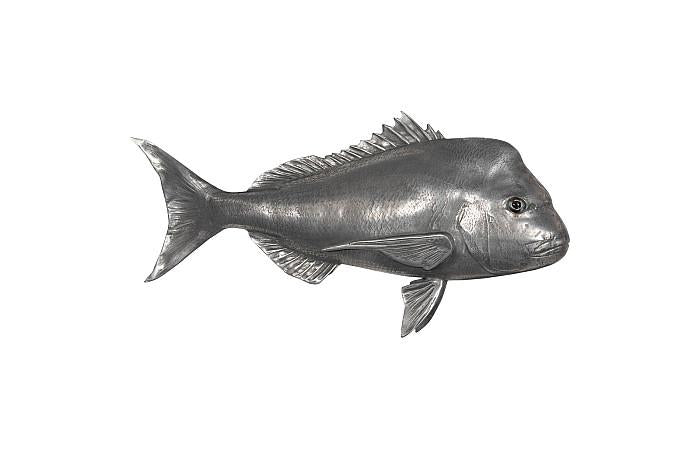Australian Snapper Fish Wall Sculpture, Resin, Polished Aluminum Finish