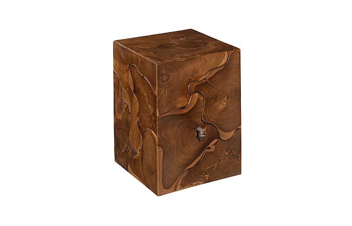 Teak Slice Stool, Square
