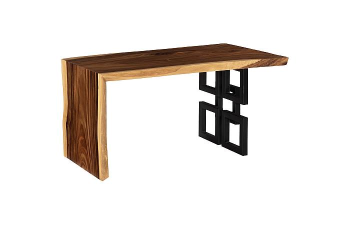 Waterfall Desk, Natural, Satin Black Overlap Leg
