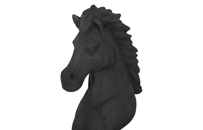 Knight Chess Sculpture, Cast Stone Black, Small