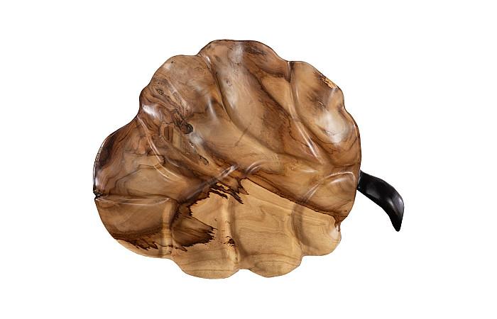 Leaf Bowl, Teak Wood, Black & Natural