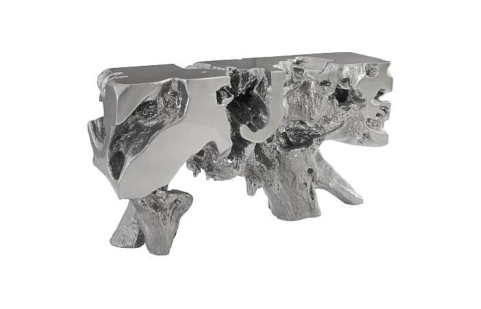 Freeform Console Table, Liquid Silver