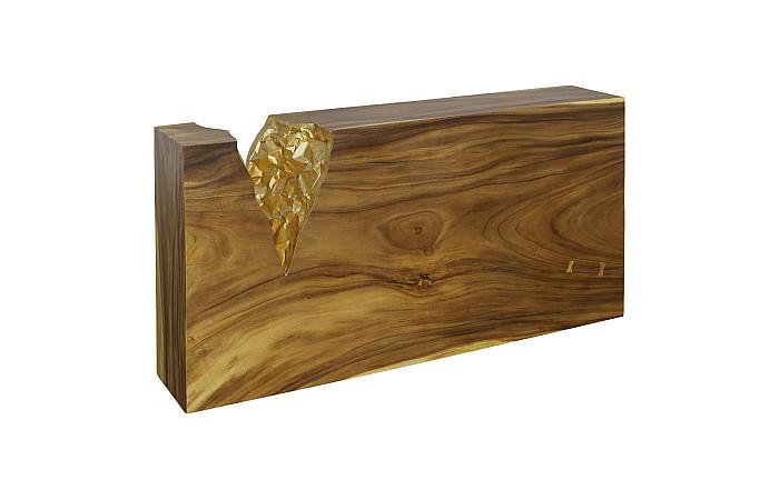 Chiseled Console Table, Natural, Gold