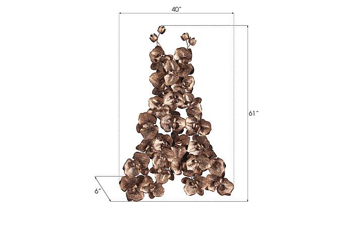 Orchid Dress Wall Art, Metal, Copper/Black