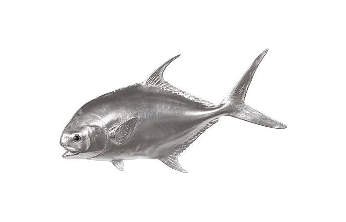Permit Fish Wall Sculpture, Resin, Silver Leaf