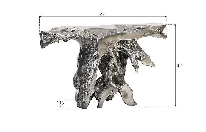 Brivo Freeform Console Table, Liquid Silver