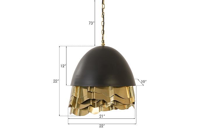 Ruffle Chandelier, Black/Brass
