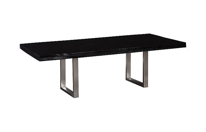 Straight Edge Dining Table, Midnight Black, Brushed Stainless Steel Legs