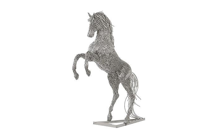 Horse Pipe Sculpture, Rearing, Stainless Steel