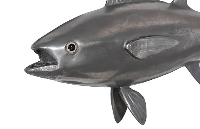 Bluefin Tuna Fish Wall Sculpture, Resin, Polished Aluminum Finish
