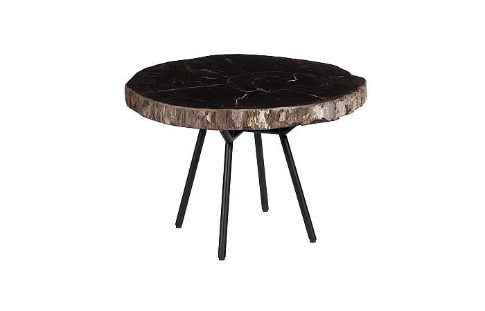 Petrified Coffee Table, Round, Metal Black Base