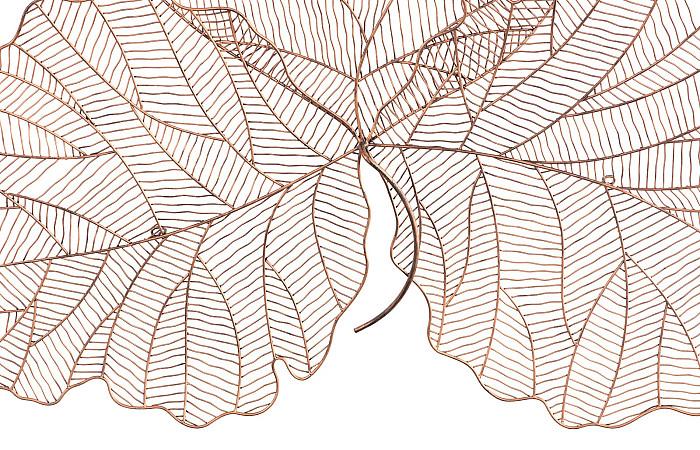 Tri Leaf Wall Art, Large, Metal, Copper/Black