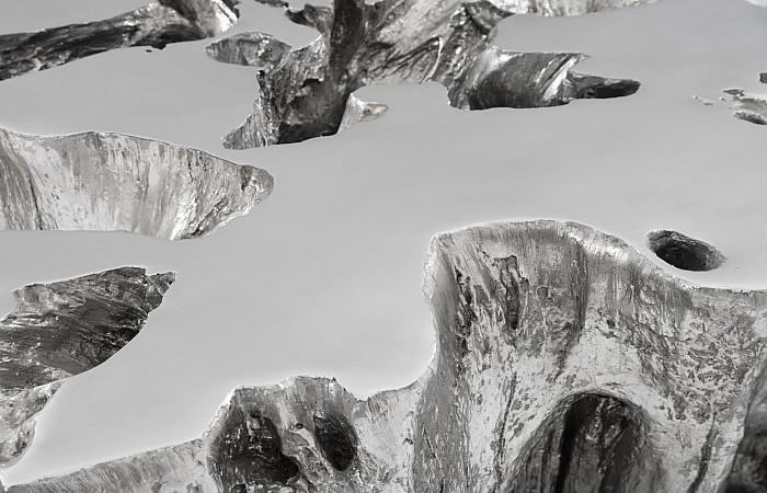 Venice Freeform Cast Coffee Table, Silver Leaf