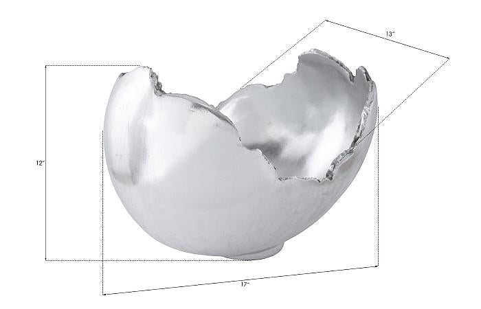 Burled Bowl, Resin, Silver Leaf Finish