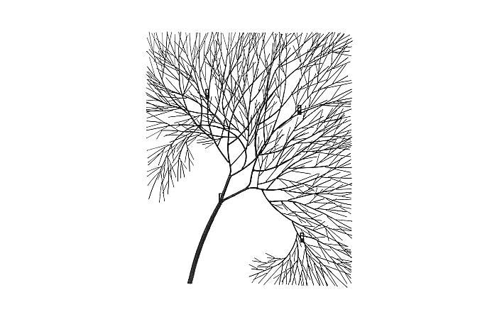 Wire Tree Wall Art, Rectangular, Metal, Black