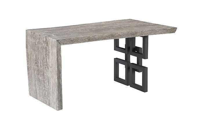 Waterfall Desk, Gray Stone, Satin Black Overlap Leg