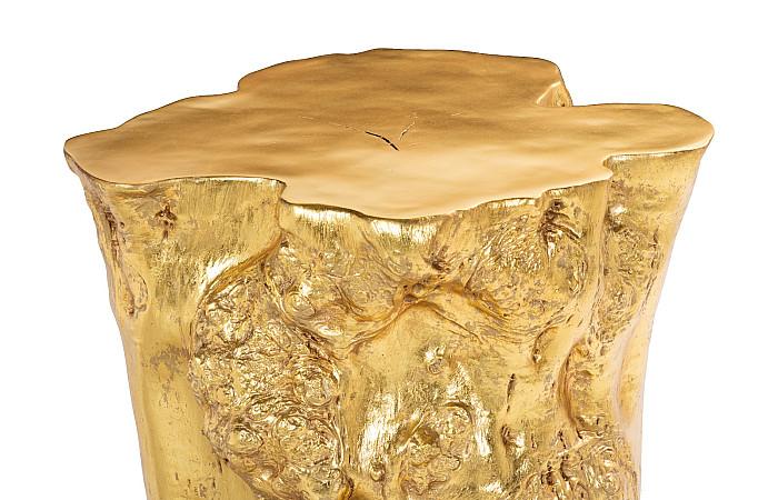 Log Side Table, Gold Leaf