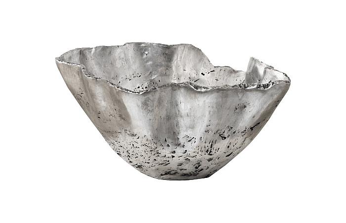 Cast Onyx Bowl, Silver Leaf, Large